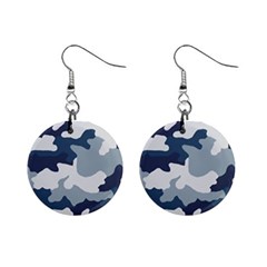 Camo Blue Mini Button Earrings by MooMoosMumma