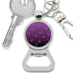 Purple Butterflies Pattern Bottle Opener Key Chain by SpinnyChairDesigns