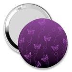 Purple Butterflies Pattern 3  Handbag Mirrors Front