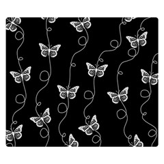 Black And White Butterfly Pattern Double Sided Flano Blanket (small)  by SpinnyChairDesigns