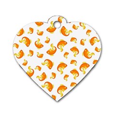 Orange Goldfish Pattern Dog Tag Heart (one Side) by SpinnyChairDesigns