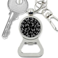 Black And White Butterfly Pattern Bottle Opener Key Chain by SpinnyChairDesigns