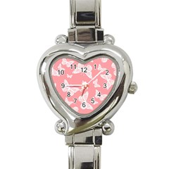 Pink And White Butterflies Heart Italian Charm Watch by SpinnyChairDesigns