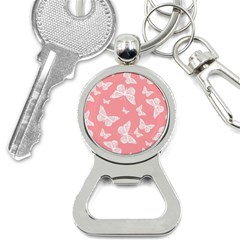 Pink And White Butterflies Bottle Opener Key Chain by SpinnyChairDesigns