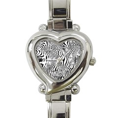 Zebra Print Stripes Heart Italian Charm Watch by SpinnyChairDesigns