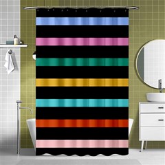 Colorful Mime Black Stripes Shower Curtain 48  X 72  (small)  by tmsartbazaar