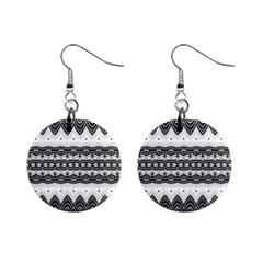 Boho Black And White  Mini Button Earrings by SpinnyChairDesigns