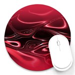 Crimson Red Black Swirl Round Mousepads Front