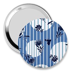 Stripes Blue White 3  Handbag Mirrors by designsbymallika