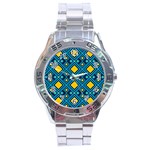 Geometric Abstract Diamond Stainless Steel Analogue Watch Front