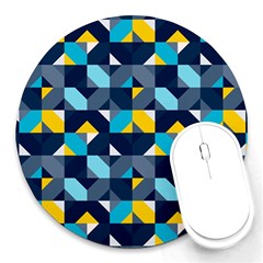 Geometric Hypnotic Shapes Round Mousepads by tmsartbazaar