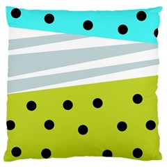 Mixed Polka Dots And Lines Pattern, Blue, Yellow, Silver, White Colors Large Cushion Case (one Side) by Casemiro