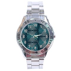 Blue Motif Design Stainless Steel Analogue Watch by tmsartbazaar