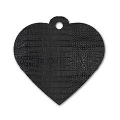 Black Alligator Skin Dog Tag Heart (two Sides) by LoolyElzayat