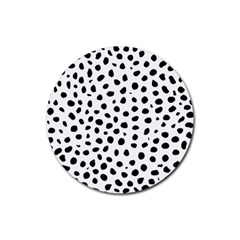 Black And White Seamless Cheetah Spots Rubber Round Coaster (4 Pack)  by LoolyElzayat