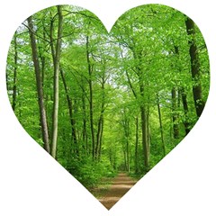 In The Forest The Fullness Of Spring, Green, Wooden Puzzle Heart by MartinsMysteriousPhotographerShop