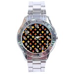 Geometric Diamond Tile Stainless Steel Analogue Watch Front