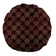 Golden Pentagram Large 18  Premium Round Cushions by Angelandspot