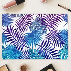 Blue Tropical Leaves Cosmetic Bag (xxl) by goljakoff