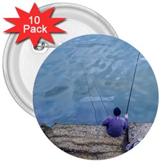 Senior Man Fishing At River, Montevideo, Uruguay001 3  Buttons (10 Pack)  by dflcprintsclothing