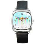 Rainbow Bird Square Metal Watch Front