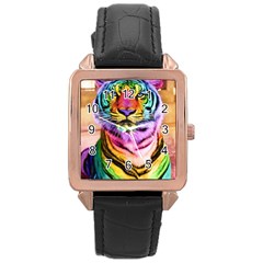 Rainbowtiger Rose Gold Leather Watch  by Sparkle