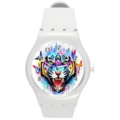 Butterflytiger Round Plastic Sport Watch (m) by Sparkle