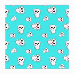 Azure Blue And Crazy Kitties Pattern, Cute Kittens, Cartoon Cats Theme Medium Glasses Cloth (2 Sides) by Casemiro