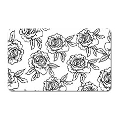 Line Art Black And White Rose Magnet (rectangular) by MintanArt