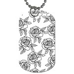 Line Art Black And White Rose Dog Tag (One Side) Front