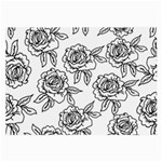 Line Art Black And White Rose Large Glasses Cloth Front