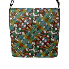 Multicolored Collage Print Pattern Mosaic Flap Closure Messenger Bag (l) by dflcprintsclothing