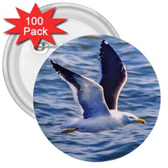 Seagull Flying Over Sea, Montevideo, Uruguay 3  Buttons (100 Pack)  by dflcprintsclothing