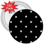 Black And White Baseball Motif Pattern 3  Buttons (100 pack)  Front