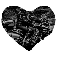 Motorcycle Riders At Highway Large 19  Premium Heart Shape Cushions by dflcprintsclothing