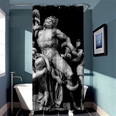 Laocoon Sculpture Over Black Shower Curtain 36  X 72  (stall)  by dflcprintsclothing