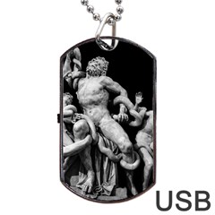 Laocoon Sculpture Over Black Dog Tag Usb Flash (two Sides) by dflcprintsclothing