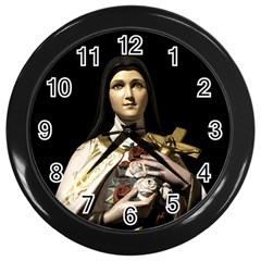 Virgin Mary Sculpture Dark Scene Wall Clock (black) by dflcprintsclothing