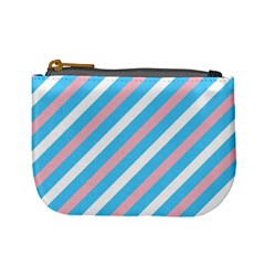 Transgender Pride Diagonal Stripes Pattern Mini Coin Purse by VernenInk