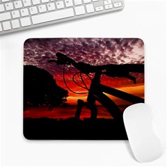 Mountain Bike Parked At Waterfront Park003 Large Mousepads by dflcprintsclothing