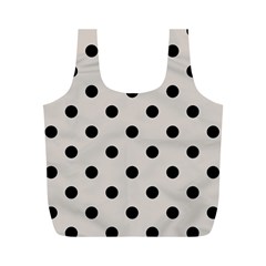 Large Black Polka Dots On Abalone Grey - Full Print Recycle Bag (m) by FashionLane