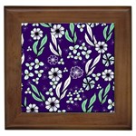 Floral blue pattern  Framed Tile Front