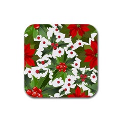 Christmas Berries Rubber Square Coaster (4 Pack)  by goljakoff