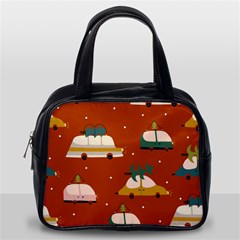 Cute Merry Christmas And Happy New Seamless Pattern With Cars Carrying Christmas Trees Classic Handbag (one Side) by EvgeniiaBychkova