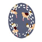 Cute  Pattern With  Dancing Ballerinas On The Blue Background Oval Filigree Ornament (Two Sides) Front