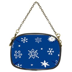 Christmas Seamless Pattern With White Snowflakes On The Blue Background Chain Purse (two Sides) by EvgeniiaBychkova