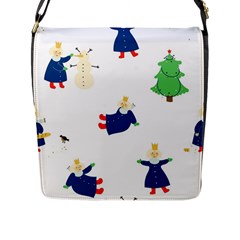 Funny  Winter Seamless Pattern With Little Princess And Her Christmas Flap Closure Messenger Bag (l) by EvgeniiaBychkova