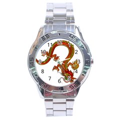 Dragon Art Glass Metalizer China Stainless Steel Analogue Watch by HermanTelo