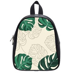 Green Monstera Leaf Illustrations School Bag (small) by HermanTelo