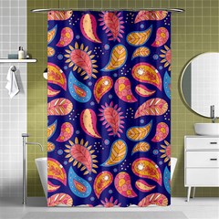 Blue Paisley Print 2 Shower Curtain 48  X 72  (small)  by designsbymallika